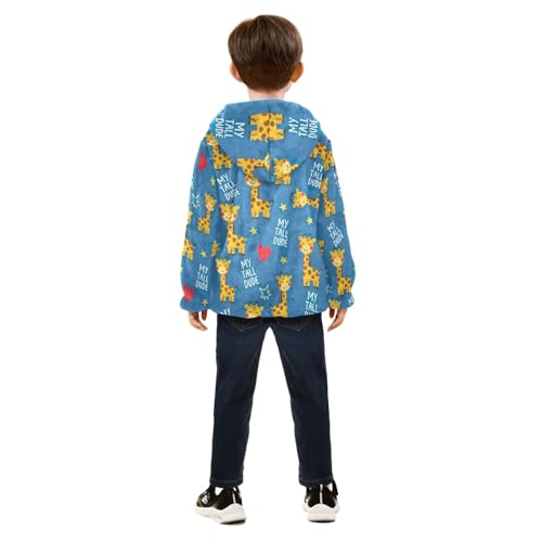 CHIFIGNO Cute Cartoon Giraffes Kids Soft Thick Fleece Jacket with Polar Fleece Lining 3T4