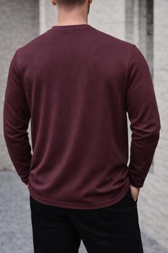Image of Mack Jonney Men's Striped Ribbed Black Full Sleeve T-Shirt | Premium Soft Stretch Fabric | Casual Wear Round Neck Tee-M6265