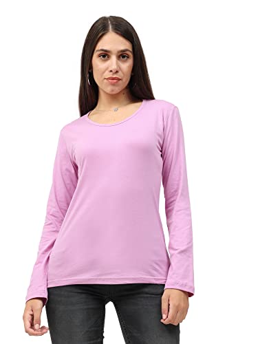 Image of FLEXIMAA Women's Cotton Plain Round Neck Full Sleeve T-Shirt