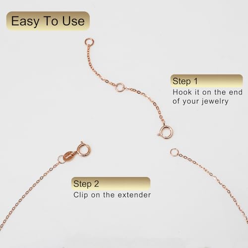 Image of 14K Solid Gold Necklace Extender Real Bracelet Extender 2 3 4 Inch Durable Adjustable Chain Gold Anklets Extension for Women 2 inch 3 inch 4 inch (14K Rose Gold-2 IN)