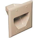 DataComm Electronics 45-0002-IV 2-Gang Recessed Low Voltage Cable Plate, Ivory
