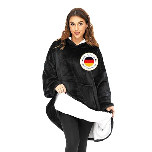 KolnAix Hoodie Decke Schwarz, Oversize Pullover Damen & Herren, Flauschiger...