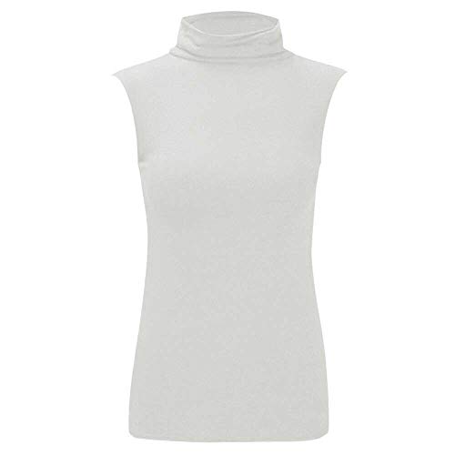 T-shirt sans manches col roulé femme blanc stretch grande taille XXL