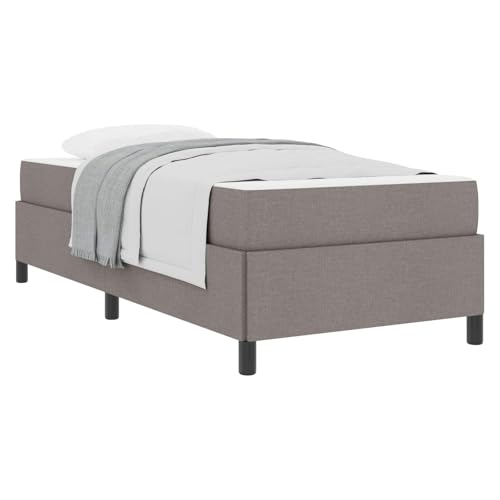 zylophax Cama con somier, color topo, 90 x 200 cm, tela con colchón, marco de madera, colchón de muelles ensacados de resistencia media, somier, cama individual estable para dormitorio y sueño