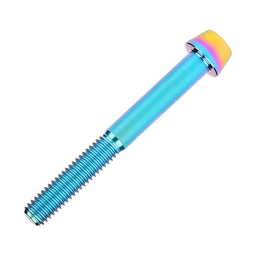 Image of Titanium Ti Bolt M5x9 16 18 20 25 30 35 40 45 50 55 60mm Tapered Head Screws Pack of 4 (M5x50mm, Iridescent Blue)