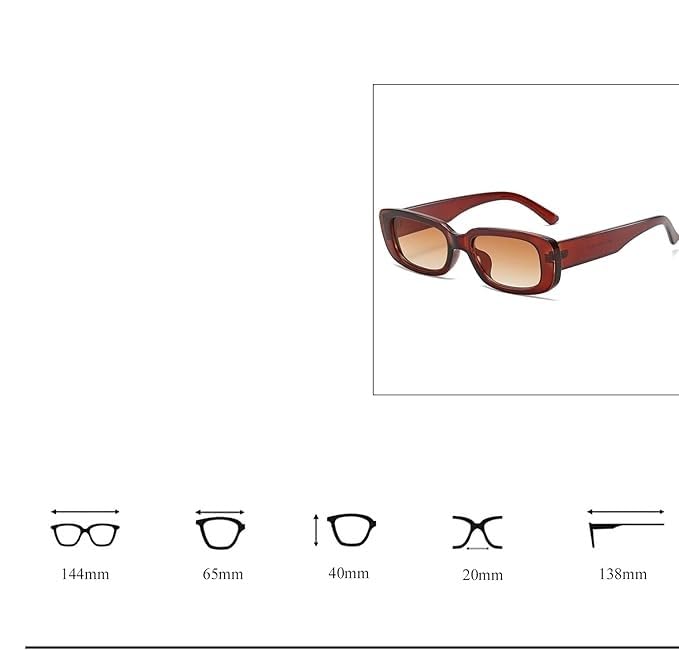 Lunettes de soleil rectangulaires marron, finition rétro d'exception