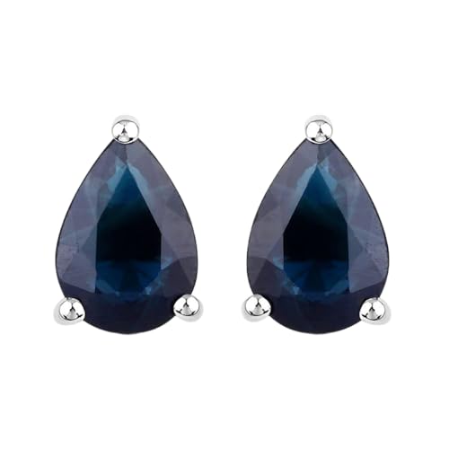 Puce d'oreille saphir bleu poire en argent, le bijou minimaliste du quotidien