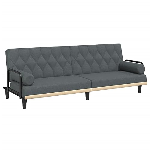 vidaXL Schlafsofa mit Armlehnen, Sofa mit verstellbaren Rückenlehnen, Couch für Wohnzimmer, Schlafcouch Bettsofa Sofabett, Dunkelgrau Stoff