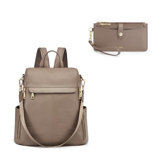 Kattee Leather Backpack Purse for Women Bundle with Women's Small Leather Purse