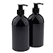 Lot de 2 flacons ronds de 500 ml pour distributeur de savon liquide, shampoing, lavage du corps, lotions, huiles essentielles. Pompe noire, comme décrit AOD (pompe noire)