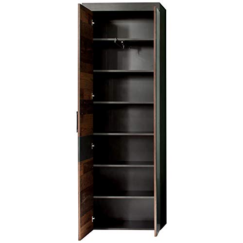 trendteam smart living - Indy - Garderobenkombination - Eiche/Grau - Garderobenschrank, Sitzbank, Paneel, Schuhschrank, Spiegel - (BxHxT) 265 x 192 x 37 cm - antikfarbene Griffe
