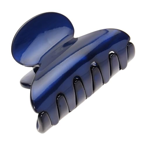 Navy Blue Hair Clip for Thin or Short Hair, French Mini Couture Claw Clip for Women, Strong No Slip Hold, Gentle Grip, Lightweight, Nacro Ocean | France Luxe
