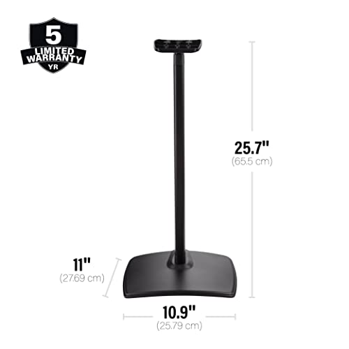 Sanus Height Adjustable Speaker Stands for Sonos Era 300&trade; - 17" Height Adjustment Sonos Stand Includes Carpet Spikes & Rubber Pads - Easy DIY Install Comes w/All Hardware - Black Pair