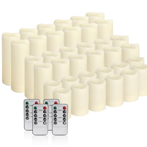 Image of 36Pack Flameless LED Candles, Waterproof for Indoor & Outdoor Use, Equipped with 10-Key Remotes & Timer, Ideal for Weddings, Table Decor, Festivals & Home Accents