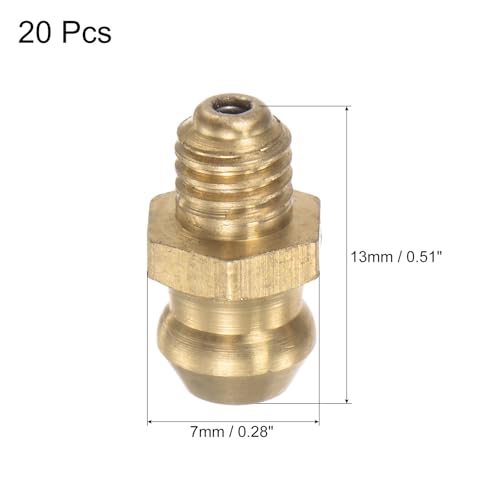 Image of uxcell Brass Straight Grease Fitting M5 x 0.8mm Thread Hydraulic Grease Fitting Accessories, 20Pcs