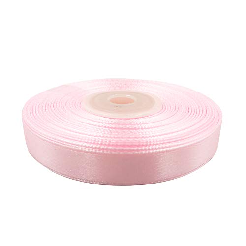 Image of Solid Color Double Faced Pink Satin Ribbon 1 /2 inch X 25 Yards, Ribbons Perfect for Crafts, Wedding Decor, Bow Making, Sewing, Gift Package Wrapping and More