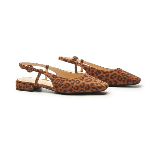 C.Paravano Women's Square Toe Slingback Flats Ankle Strap Casual Shoes Slip-On Sandals Comfortable Flats for Daily Wear2