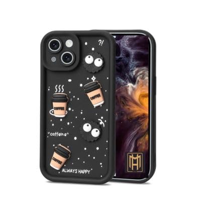 MAGICHUB Back Case Cover Compatible with iPhone 13 & Compatible with iPhone 14 | Cute Fun Cartoon 3D Ball Coffee Silicone Case | Body Protection | Camera Protection | Shock Proof | (Black) (B0DG32B29Z) Amazon Price History, Amazon Price Tracker