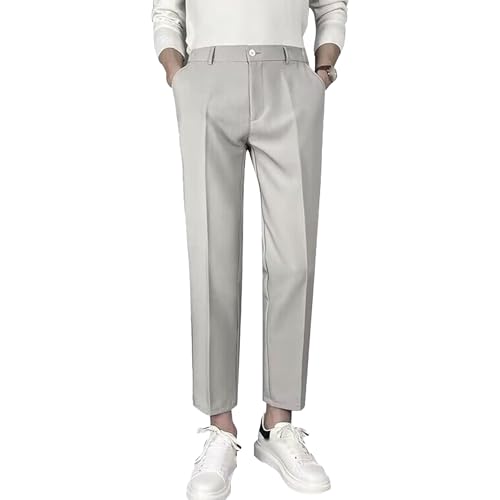 Men Classic Korean Style Suit Pants Wrinkle Free Lightweight Casual Pant Men Flat Front Straight Formal Pant