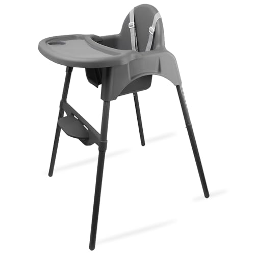 YIHAKIDS Hochstuhl Baby, 2-in-1 Kinderhochstuhl, Verstellbarer Kinderstuhl mit Tisch, Babystuhl Plastik, Kinder Essen Stuhl, F&uuml;tterungsstuhl Futterstuhl ab 6 Monate - 3 Jahre (max. 15 kg) - Dunkelgrau