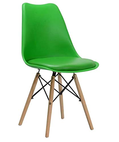 Finch Fox Eames Replica Nordan DSW Stylish Modern Furniture Plastic Chairs with Cushion (Green Color)