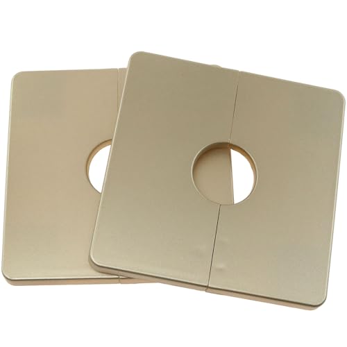 safycaby 2PCS Wall Split Flange 0.87inch/22mm Square Shaped Escutcheon Plate Wall Hole Decorative Cover for Plumbing Wall Hole Trim (Black 0.87Inch/22mm) (Gold)