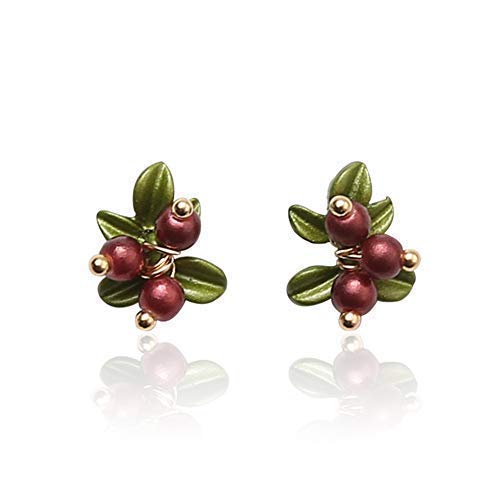 Cranberry Stud Earrings for Women, Yofa Fruit Earrings Silver Plated Stud Cute Fashion Earrings