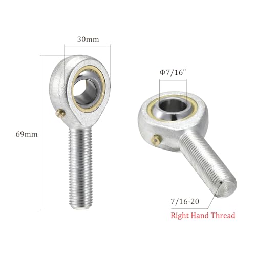Rotule POSB7 7/16 mâle pas à droite avec contre-écrou x2 - 3