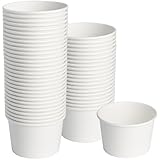 ESSENTIAL Paper Ice Cream Cups, 50pcs 8oz Disposable Dessert Bowls for Hot or Cold Food, Lids Not Included, Paper Snack Containers for Sundae, Frozen Yogurt, Soup (White)