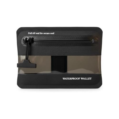 CHERRY CHICK Waterproof Minimalist Wallet for SUP Cycling and Diving Bag for Credit Cards Car Keys and Cable (Black with Clear Window)