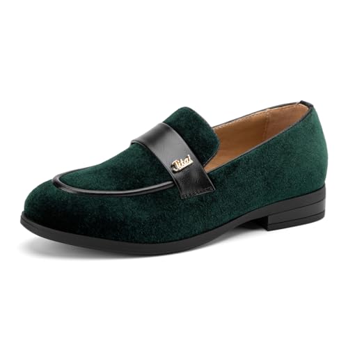 Image of JITAI Boys Dress Loafers for Weddings & School, Breathable Slip-On Leather Tuxedo Shoes, Toddler to Preteen