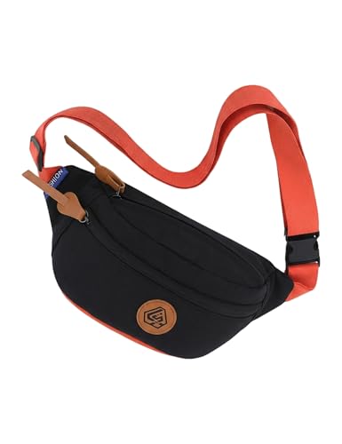 Image of Venzina Unisex Crossbody Bag, Water-Resistant Nylon Sports Waist Pack & Fanny Pack with Adjustable Strap, Large Capacity Hands-Free Bag for Running, Hiking, Travel, Gym & Everyday Carry- Black