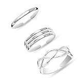 LeCalla 3Pcs 925 Sterling Silver Toe Rings for Women | Classic Adjustable Band Toe Ring | Summer Beach Foot Ring Jewelry for Women