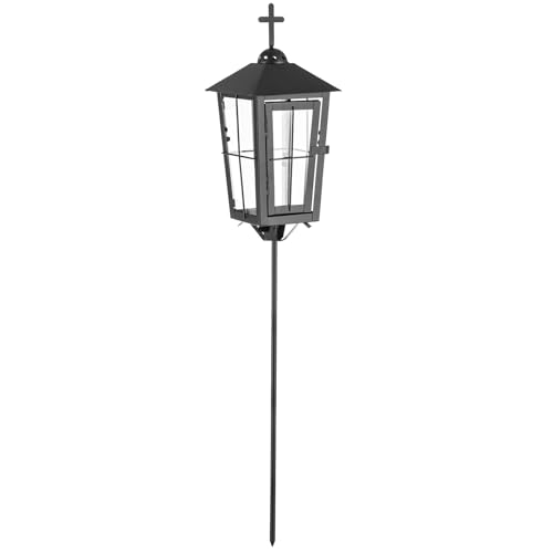 NUPTIO Grablaterne Friedhof Wetterfest Laterne: 69cm Hoch Outdoor Grab...