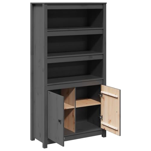 Mueble highboard de madera maciza de pino en color gris rústico duradero 7
