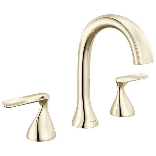 Image of Delta Bonacci Polished Nickel Bathroom Faucet 3 Hole, 8 Inch Widespread Bathroom Sink Faucet for Vanity, Metal Push-Pop Drain Assembly, Lumicoat Polished Nickel 3545-PN-PR-DST