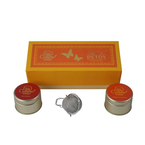 Image of Tea Culture of the World The Tea Detox Wellness Gift Set | Tulsi Ritual & Happy Immunity Whole Leaf Loose Teas | Tulsi, Turmeric & Ginger Blends | Mesh Infuser Included | 2 x 25 g