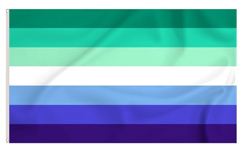 Storm&Lighthouse Bandera de MLM Gay LGBTQ Banderas MLM Pride Flag 1.5 m x 0.9 m con ojales de metal, decoraciones de orgullo bandera de hombre gay