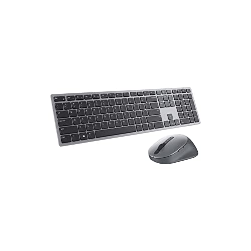 Dell KM7321W Kabellose Tastatur und Maus für UK-Multigeräte (QWERTY) 2 4 GHz Bluetooth 5.0 128 Bit AES-Verschlüsselung 4000 DPI kompatibel mit Windows Mac Linux Chrome und Android Grau