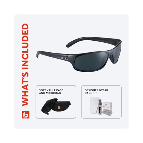 bollé Anaconda 64MM Wrap Around Sunglasses for Men +BUNDLE with ACCESSORY EYEWEAR KIT2