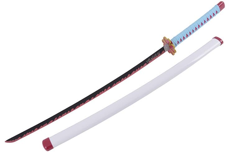 Offo Demon Slayer Mitsuri 100cm Life-Size Wooden Katana Replica, Premium Anime Cosplay Prop with Scabbard for Display & Collection, Decorative Gift for Fans & Collectors 3