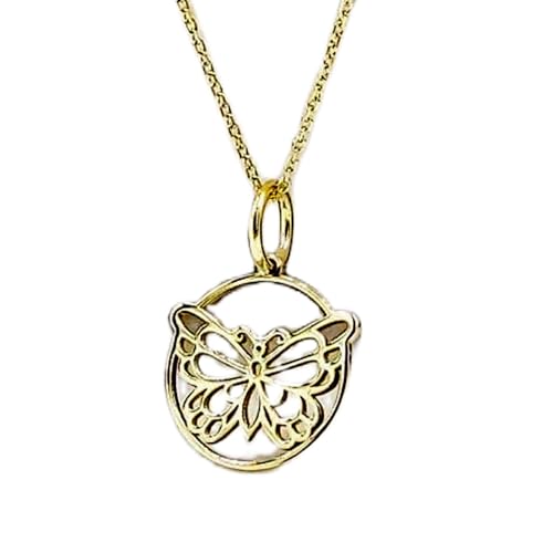 Collier pendentif papillon LKBEADS en argent sterling plaqué or avec chaîne 45,7 cm