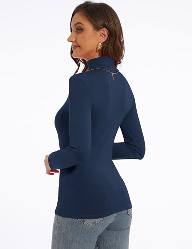 Image of Women's Turtleneck Long Sleeve Shirts Slim Fitted Lightweight Base Layer Casual Tops