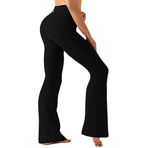 BUBBLELIME 29"/31"/33"/35"/37" 4 Styles Women's High Waist Bootcut Yoga Pants - Basic Nylon_Black XXL-37 Inseam Cover