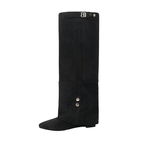 Botas por encima de la rodilla para mujer, botas anchas, botas de tiburón, botas altas hasta la rodilla, botas sobre la rodilla con tacón de bloque, botas de entretiempo, elegantes, botas medievales
