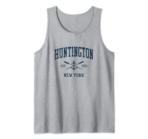 Huntington NY Vintage Navy Crossed Oars & Anclaje de barco Camiseta sin Mangas