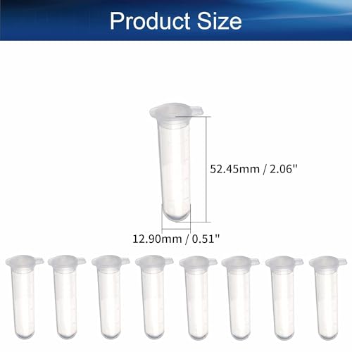 Arteya ATY000002 5Ml Microcentrifuge Tubes 200Pcs,Centrifuge Tubes With Attached Lid, Round Bottom Transparent Micro Centrifuge Sample Bottle Vials Container For Lab,Plastic Lab Snap Tubes,Clear Graduation thumb #1