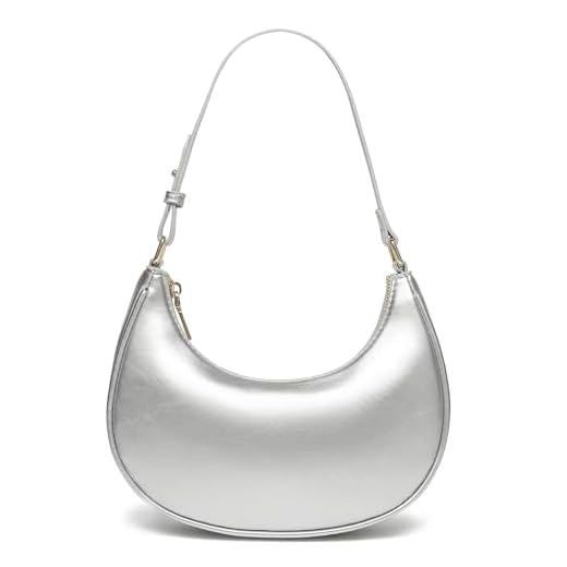 Barabum Borsa a tracolla classica retrò con chiusura a cerniera per le donne,argento