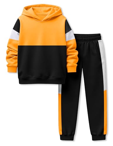 Image of Boys Clothes Long Sleeve Color-blocked Hoodie Top and Pants 2PCS Winter Sweatsuits Fall Boys Outfits 2-8 Years