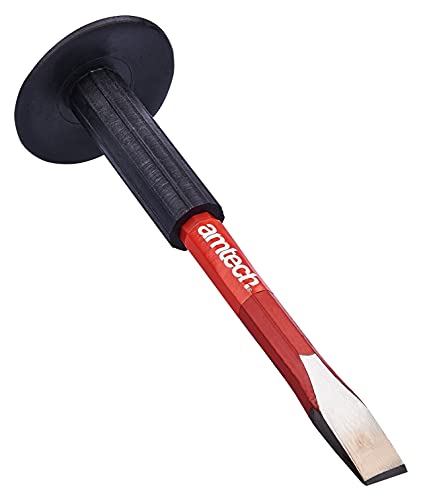 Amtech Cold Chisel with Rubber Guard Drop-Forged Heat-Treated Steel for Brick & Concrete Octagonal Shaft for Better Strike Accuracy 10 × 5/8
